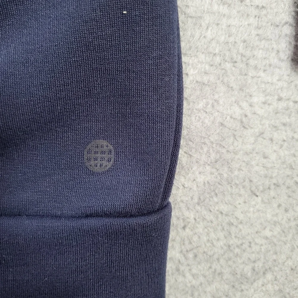 Adidas Men Sweater Large Blue Logo Three Stripe Crew Neck Long Sleeve READ